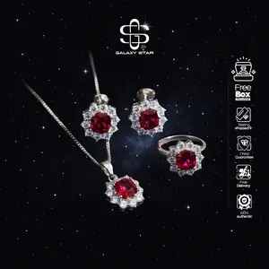 Ruby Crown Set: Set Perhiasan Tembaga Premium dengan Batu Merah Zircon Elegan AAKB0068