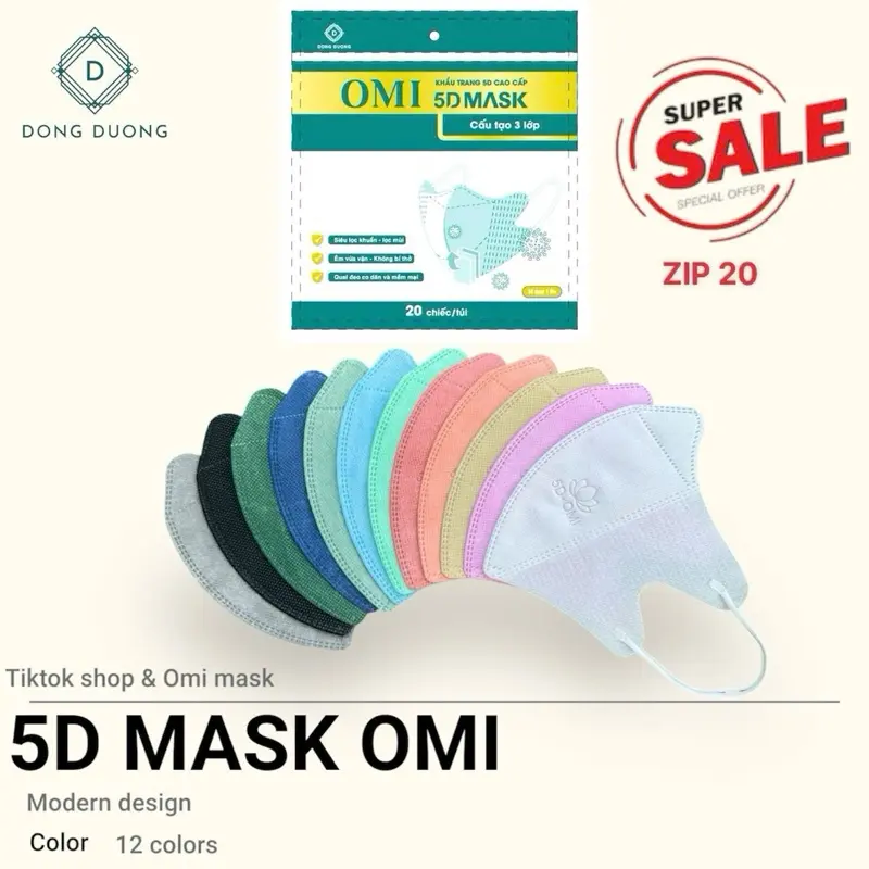 Combo 200 Chiếc Khẩu Trang 5D OWI MASK Chính Hãng - 3 Lớp Hỗ Trợ Kháng Khuẩn Cao Cấp, Bảo Vệ Chống Tia UV, Khói Bụi( 20 chiếc /1 túi )