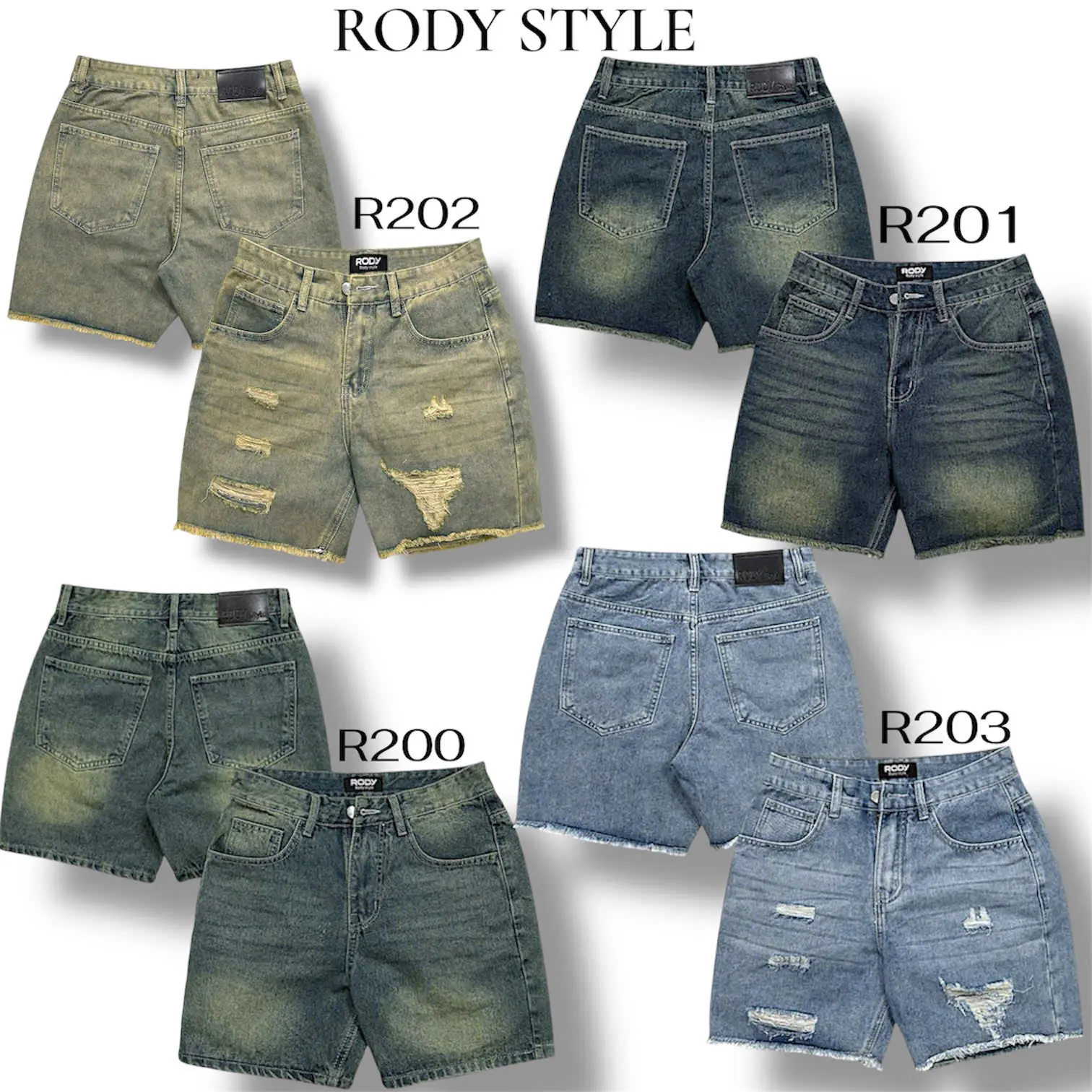 RODY STYLE Quần Short Jean Unisex Từ Trên Gối Chất Liệu Denim Cotton Mềm Mịn Phong Cách Cá Tính, Thời Trang Dễ Phối Đồ