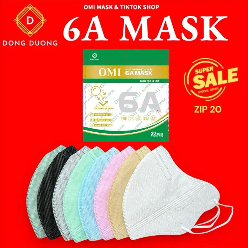 Combo 400 Chiếc Khẩu trang 6A OWI MASK Chính Hãng - 4 Lớp Hỗ Trợ Kháng Khuẩn Cao Cấp,Che Phủ Kín Hơn, Bảo Vệ Chống Tia UV, Khói Bụi( 20 chiếc /1 túi )