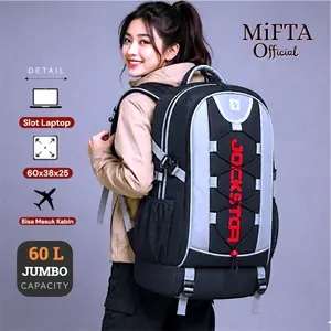 JACK STAR - PROMO Tas Ransel Pria Jumbo 60L Tahan Lama | mountain backpack | Polyester Nylon | Praktis Modern Hitam | Mudik & Camping