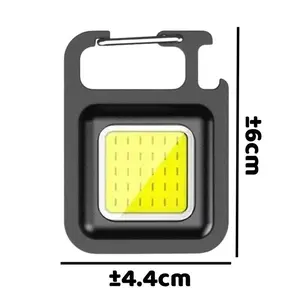 Lampu Mini COB LED Keychain Light Gantungan Kunci Tas Senter Camping 3 Mode Rechargeable Type C