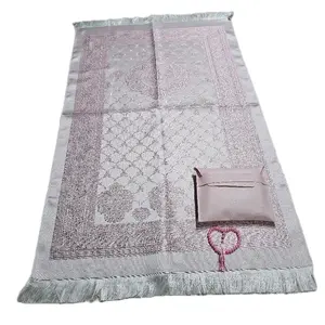 Sajadah travel  N2  Ukuran 70×110cm. Motif Muslim. Bunga Pouch Tasbih -012