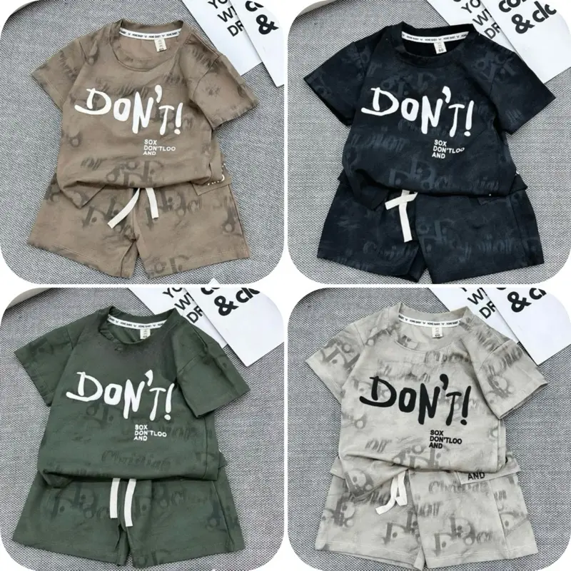 Combo 4 bộ bé trai (in loang chữ tràn thân, kiểu dáng siêu chất) 159K-169k 4bộ. Size 9-47kg