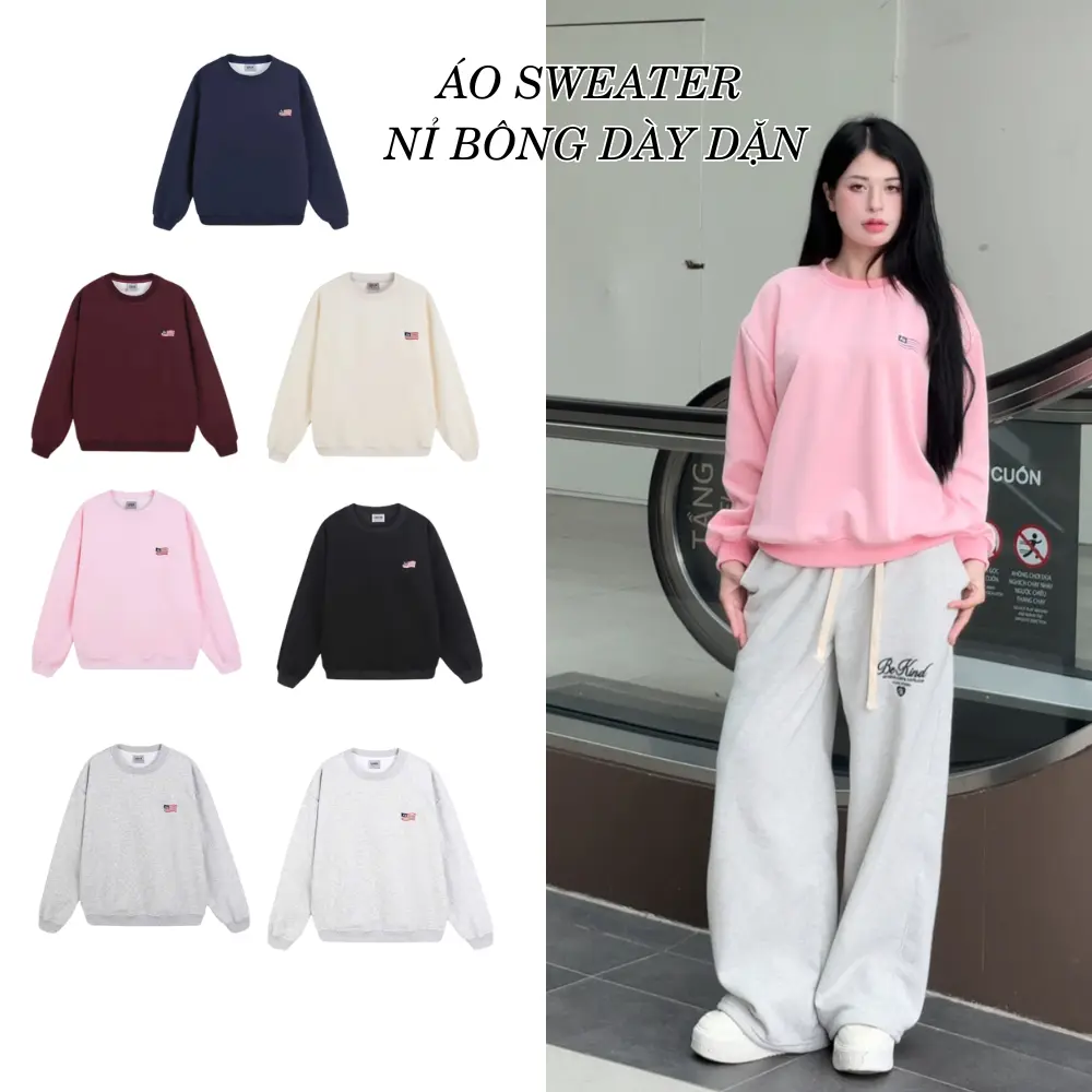 ( XẢ HÀNG ) Áo sweater Nam Nữ , Áo thun tay dài ấm áp, chất liệu nỉ 2 da cao cấp, Hình thêu chắc chắn bền đẹp