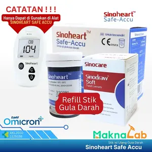 Sinoheart Refill Strip Uji Gula Darah Safe-Accu 25 Strip Alat Tidak Termasuk Hasil Cepat 10 Detik Hanya untuk Diagnostik In Vitro