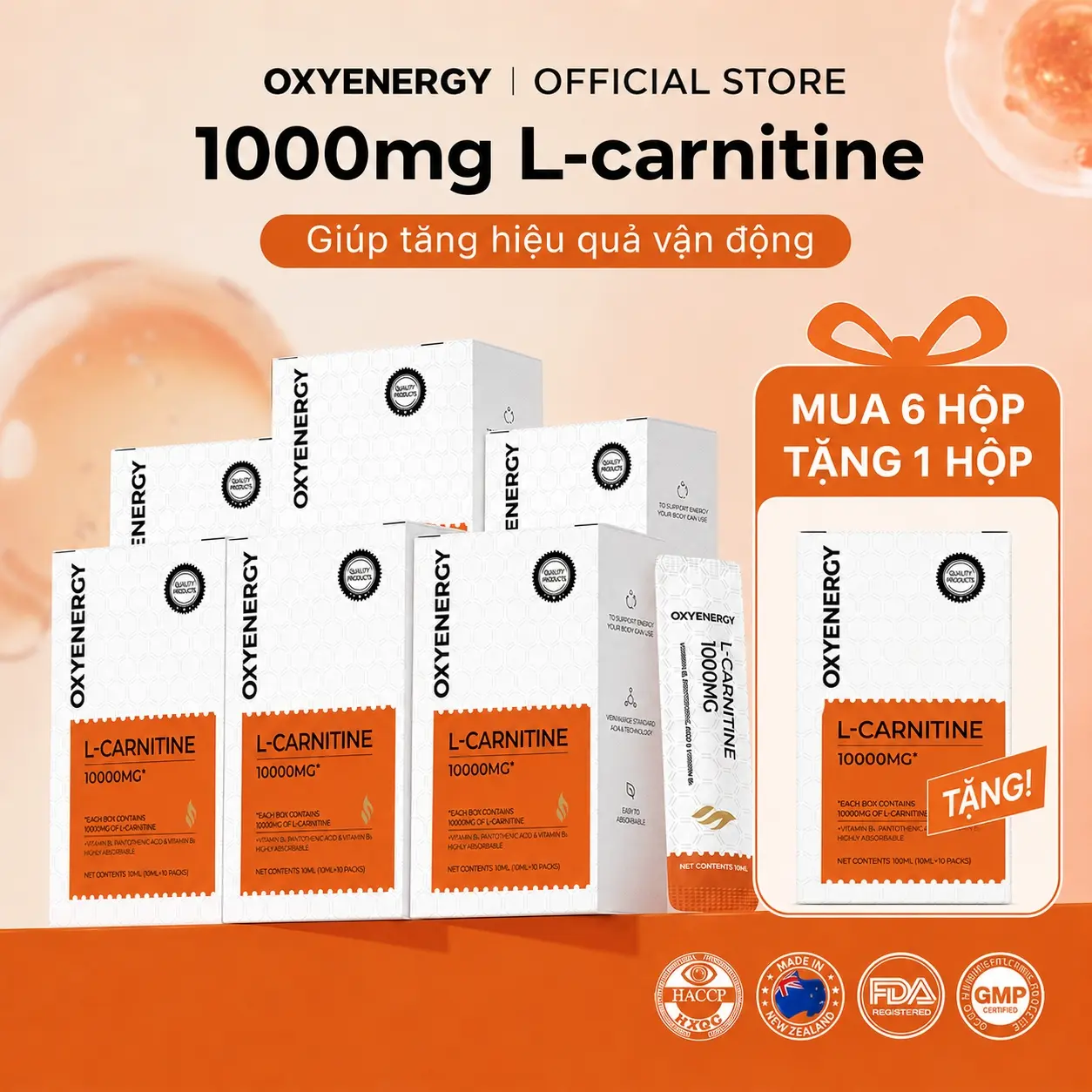 [For Creator] Oxyenergy Thức uống L-Carnitine, 10000mg/hộp, Hỗ trợ phục hồi năng lượng | Tập luyện hiệu quả | Duy trì sức sống cơ thể, Vị cam, 10ml/ống