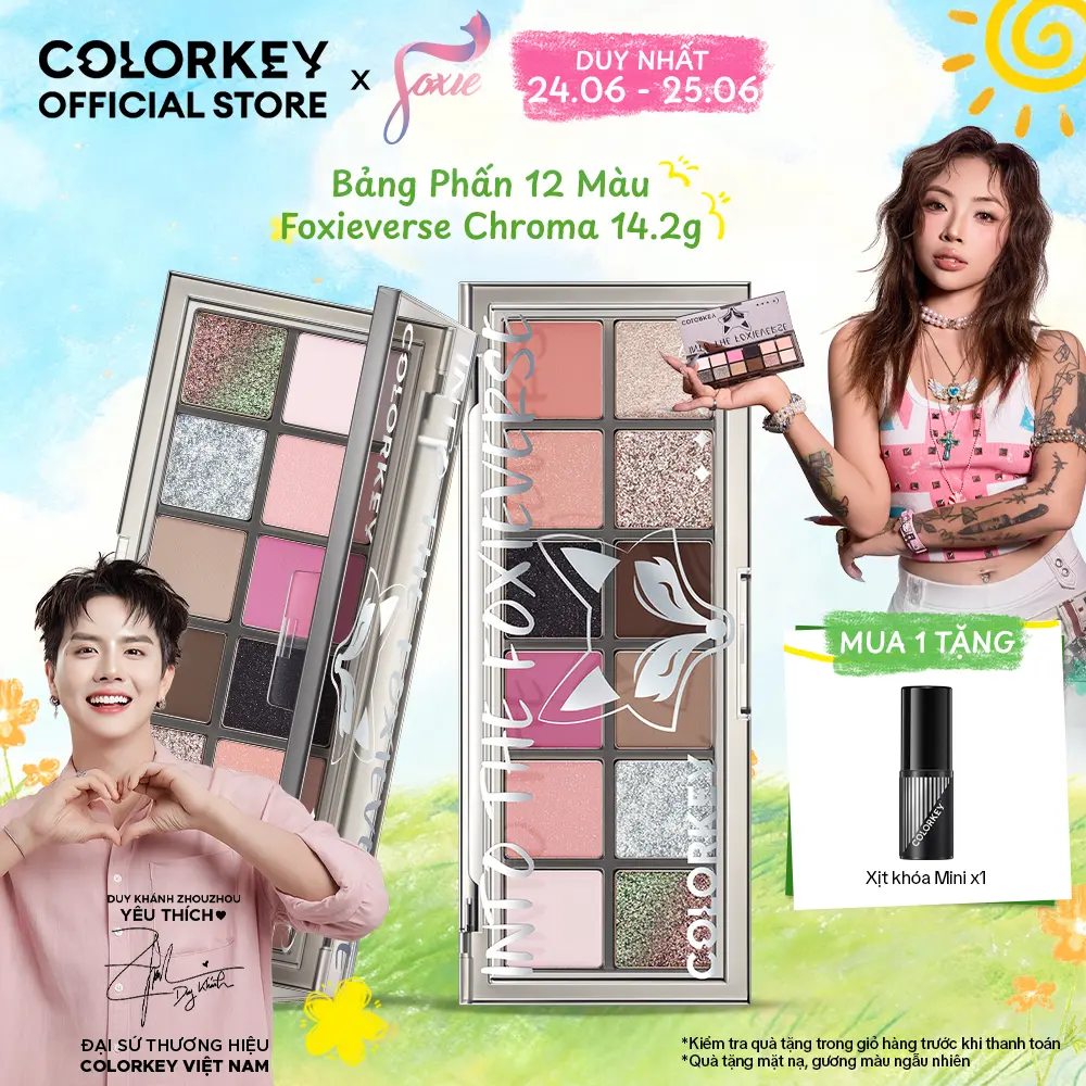 Bảng Phấn Trang Điểm Đa Năng COLORKEY 12 Màu FOXIEVERSE CHROMA 14.2g