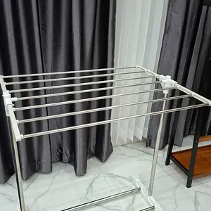 Barito Indo Stand Hanger Jemuran Lipat Stainless Steel Multifungsi Anti Karat Rak Pengering Handuk Baju Minimalis Portable Desain Modern Hemat Ruang B01B