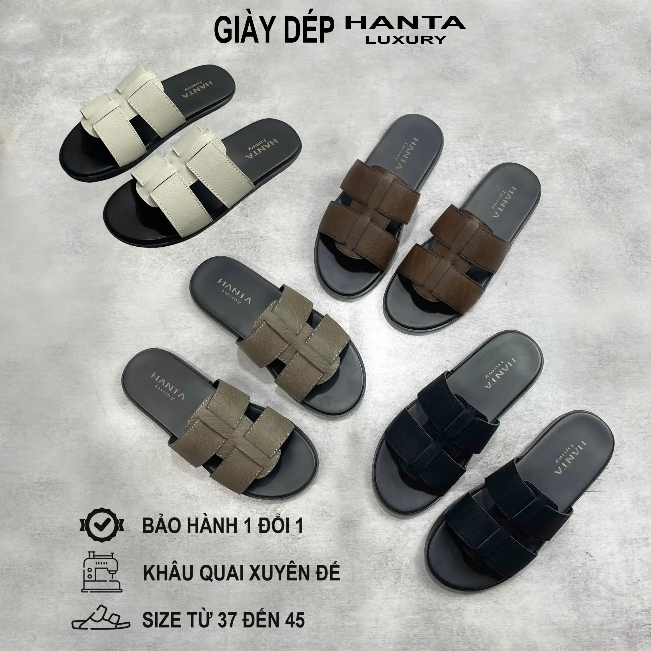 [ Khâu Xuyên Đế ] Dép Lê Nam Quai Ngang Da Đan Chéo Thời Trang size 37-45 | Đế Cao Su Cao Cấp Chống Trơn | Dép Thời Trang 2025 (Nhung Đồng Quai Hậu Sandal DéP Đế Bằng) - 1