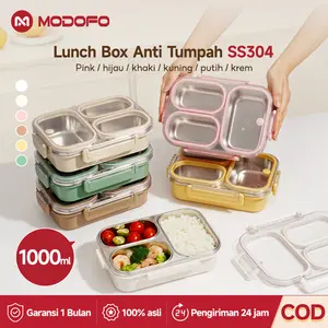 [ Anti Tumpah ] MODOFO 304 Lunch Box Stainless Anti Tumpah 1000ml Tempat Bekal Makan Tempat Makan Anak Sekolah Kotak Makan Stainless Kotak Bekal Anak Perempuan Lunch Box Anak Tempat Makan Stainless Lunch Box