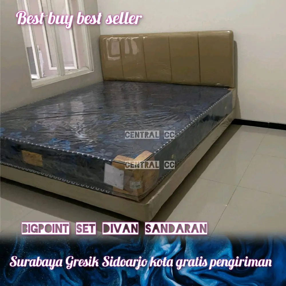 Set Bigpoint kasur spring bed divan sandaran lengkap 90 120 140 160 180 ...