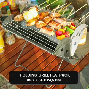 Alat Panggang Lipat Folding Grill BBQ Stainless Steel Food Kitchenware tempat bakaran