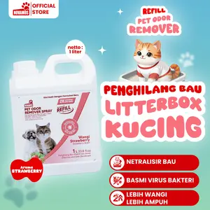 NOVAMOS (Kemasan 1 Liter) Penghilang Bau Kotoran Kucing Anjing - Pet Odor Remover Refill Parfum Pewangi Ruangan Pengharum Pasir Kucing Penghilang Bau Pesing Kandang Kucing Pengilang Bau Tidak Sedap Cairan Pembersih Lantai