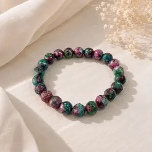 Gelang Batu Ruby Zoisite Cutting Faceted 8mm