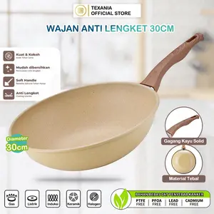 [GMA] TEXANIA Wajan 30cm Wajan Anti Lengket Warna Cream Kitchenware