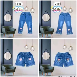 (paket 100 dapat 3 pcs 1-5 tahun) celana jeans panjang dan pendek anak perempuan
