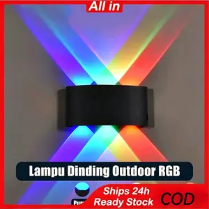 Lampu Dinding Outdoor RGB 16 Warna IP65 LED 10W 260x75x50mm Anti Air Extreme untuk Taman Garasi & Kolam Renang Ready Stock COD lampu  pilar  tiang  rumah lampu  kamar  plafon lights mini  led