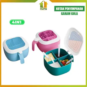 Kotak Wadah Bumbu Sekat 4in1 Seasoning Box Free 4 Sendok 1Home Store SH018