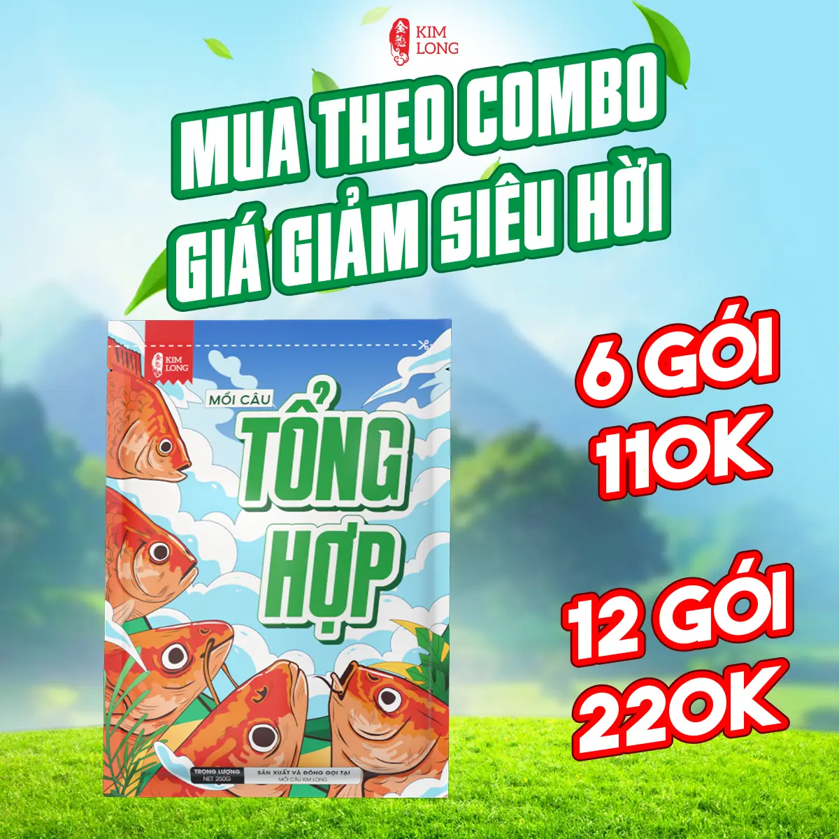 Mồi Câu Tổng Hợp KIM LONG 250g - Chuyên Dùng Câu Chép, Diếc, Rô Phi Dịch Vụ, Tự Nhiên, Mua Càng Nhiều Giảm Càng Sâu