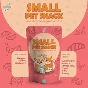Pet Snack Mix Dried Insects Mix Jangkring, Ulat dan Maggot Kering untuk Hamster, Sugar Glider, Burung, Landak Mini