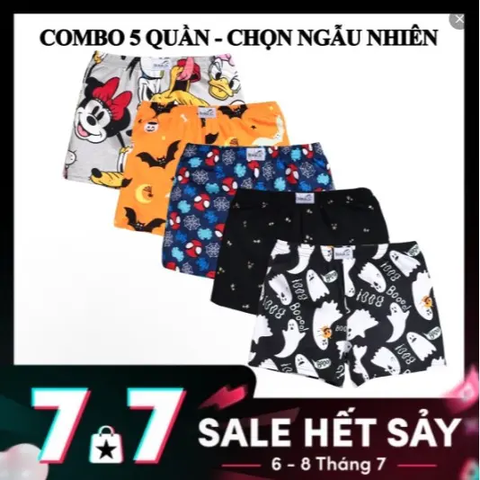 COMBO 5 Quần Đùi Nam Nữ HORSE Vải Cotton - Giao Ngẫu Nhiên - 1