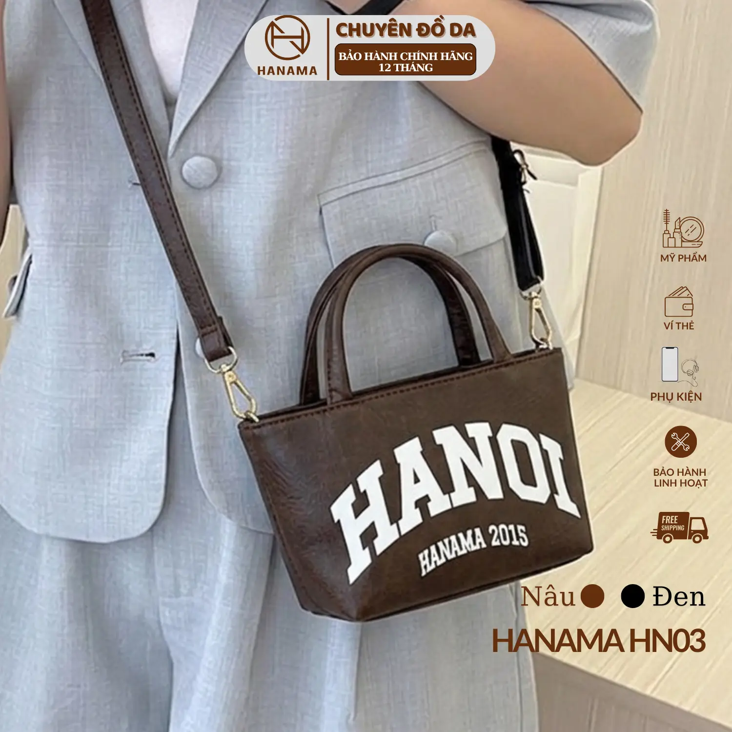 [DAILY_HANAMA]_Túi TOTE Basic Hanama nam nữ thời trang cao cấp HN 03 Da Bag Tote Unisex hai màu nâu - đen