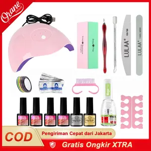 Oranebeauty Set Cat Kuku 4 Warna Alat Nail Art Kombinasi Cat Kuku Set Seni Kuku Alat Pemangkasan Kuku Lampu Seni Kuku