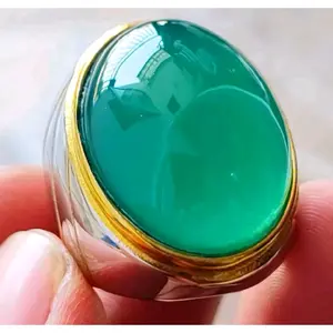 Cincin batu akik Natural bacan Doko full hijau tembus krystal jumbo HQ