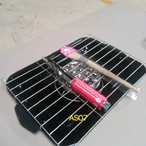 TERBARUU..Panggangan happy grill roaster sosis bakar bbq loyang kotak.full pres staenless couting BONUS 2 pcs kuas dan capitan. ukuran 40*26*5cm