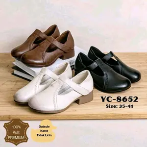 Sepatu YC-8652 Maryjane 4cm Strap Hak Tahu