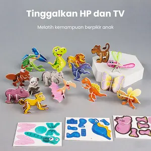 Mainan Edukasi Anak Puzzle 3D 30 Potong dengan Tema Menarik – Hewan Laut, Dino, Serangga & Pesawat Lucu
