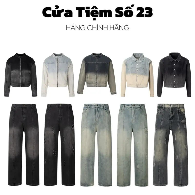 Quần Jean line Ống Rộng Unisex Quốc Dân Menswear Pants Chính Hãng Cửa Tiệm Số 23 [72.2 - 72.3 - 072 - 040] - [Link có combo áo+quần, lẻ áo]