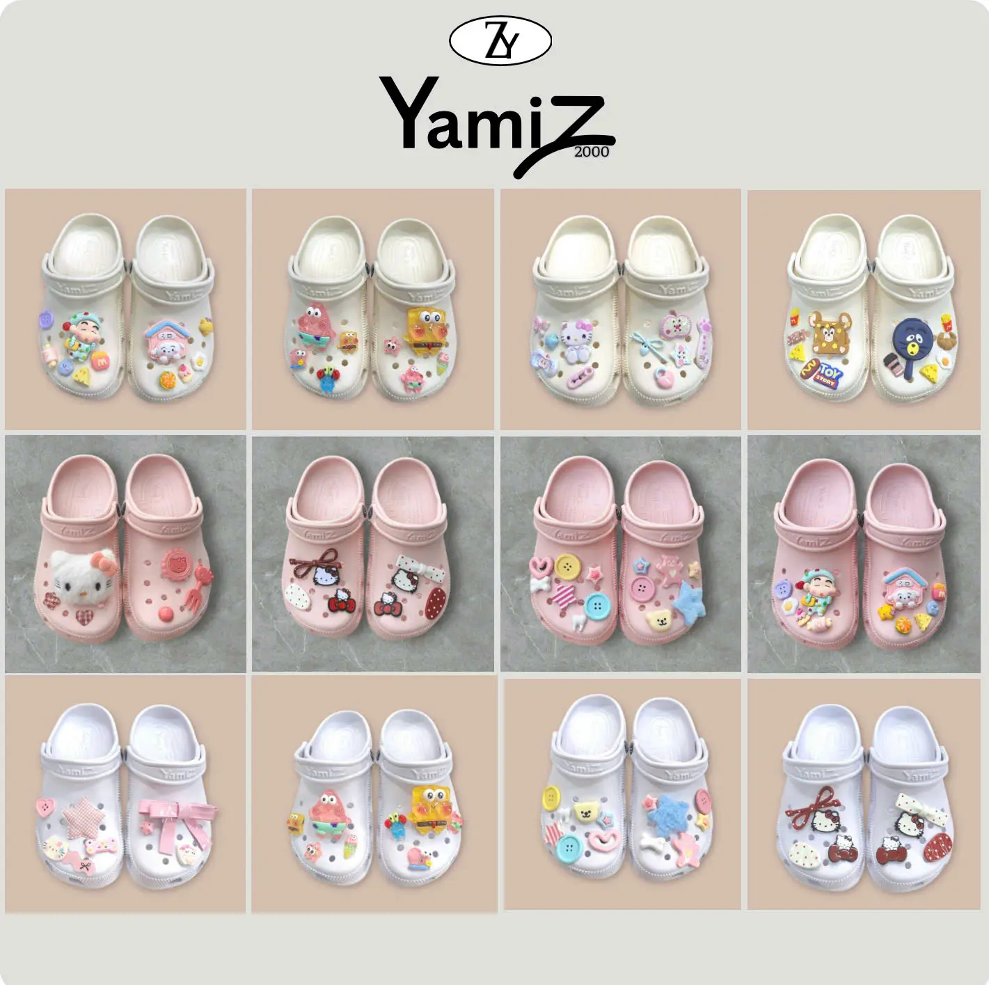 [YZ02] Dép sục Yamiz quai hậu NAM NỮ 2026 đúc nguyên khối EVA mix kèm charm xinh- chống trơn trượt - thời trang dễ thương