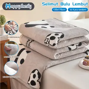 (HF) SET 4PCS Selimut Bulu Lembut Adem Bahan Flanel Polyester UK 120x170CM High Quality