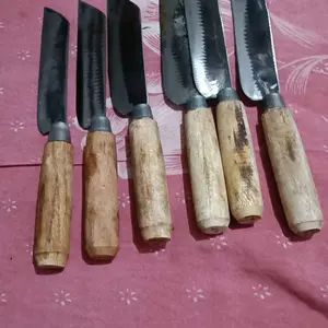 Pisau Dapur TIGER 6 Pcs Tanggung Super Tajam Bahan Plat Baja dengan Pegangan Kayu Natural pisaudapur viral