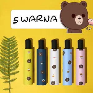 (RB) Payung Lipat Motif Bear Payung Anti UV Folding Umbrella Karakter Beruang Payung