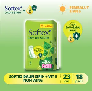 Softex Daun Sirih + Vitamin E Non Wing 23Cm 18s - Pembalut Daun Sirih Siang