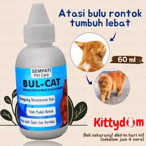 KITTYDOM Bul-Cat Obat Kucing Gemuk Bulu Lebat Nutrisi Penumbuh Bulu Kucing Gondrong Obat Penggemuk Vitamin Pelebat Bulu Kucing Anti Rontok Bulcat Kitten Anabul Pelebat Bulu Tajam Berkilau