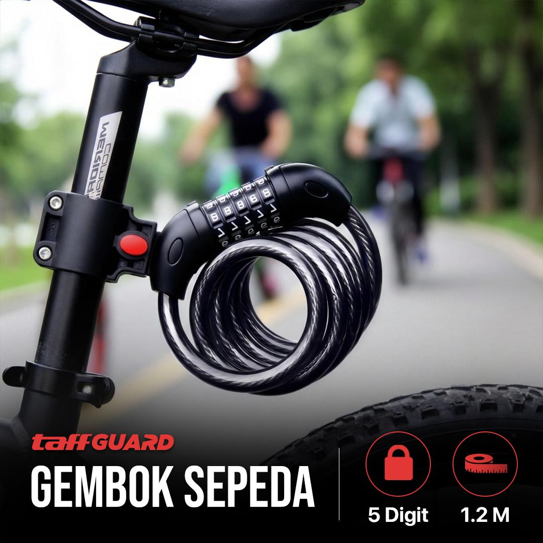 TaffGUARD Gembok Sepeda Kode Kunci Kombinasi Angka 5 Digit 1.2M - GT08