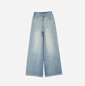 Elaris Jeans - Straight Jeans Front Rhinestone Regular| Celana Jeans Wanita Highwaist Rhinestone Look Glitter