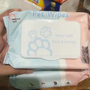 Pawsitive Vibes Soft Pet Wipes isi 60pcs Tissue Basah Hewan Anjing Kucing Ultra-Soft Thick Strong Hypoallergenik Tanpa Alkohol Wangi Lembut Merawat Kulit