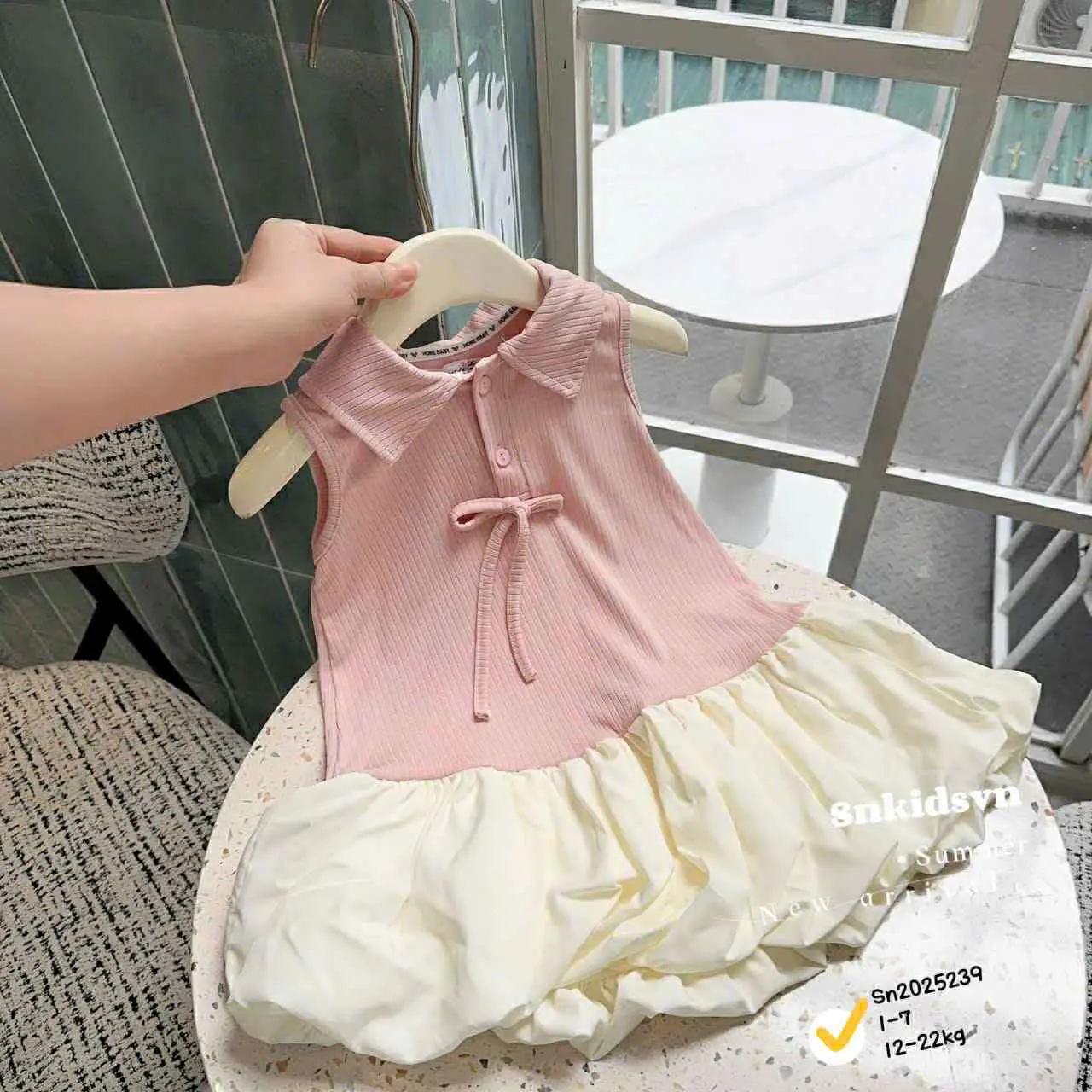 6-25kg Váy Bồng 2 lớp phối NƠ cách điệu chất cotton lạnh mềm mát cho bé gái