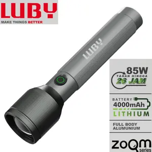 Luby Senter LED L-AL8006 85W 4000mAh Tahan 26 Jam Zoom Jarak Jauh Baterai Lithium Charger USB Type C Full Body Aluminium