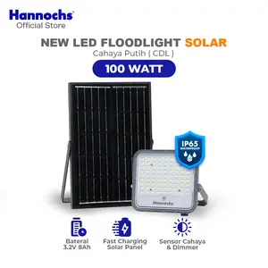 Hannochs Lampu Sorot Solar LED New Floodlight Solar 100W Cahaya Putih Solar Cell Panel Surya