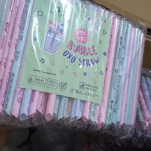 sedotan steril oxo 12mm pastel warna warni sedotan boba isi 250pcs
