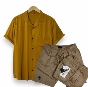 ONESET kemeja hawai polos lengan pendek SETELAN boardshot dengan size M L XL nyaman dipakai sehari hari unisex