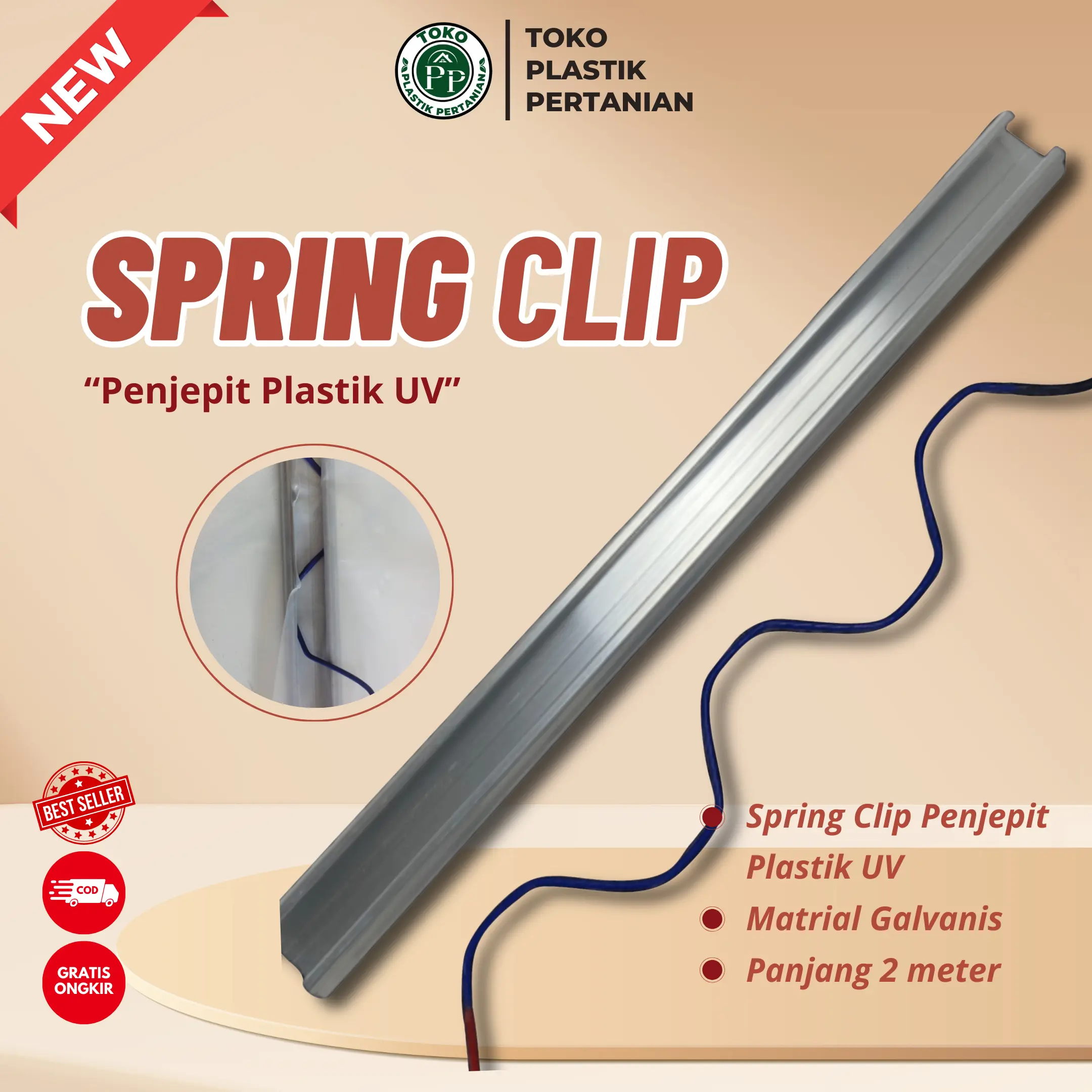 Spring Clip 2 Meter Alat Penjepit Plastik UV Green House Clip Spring ...