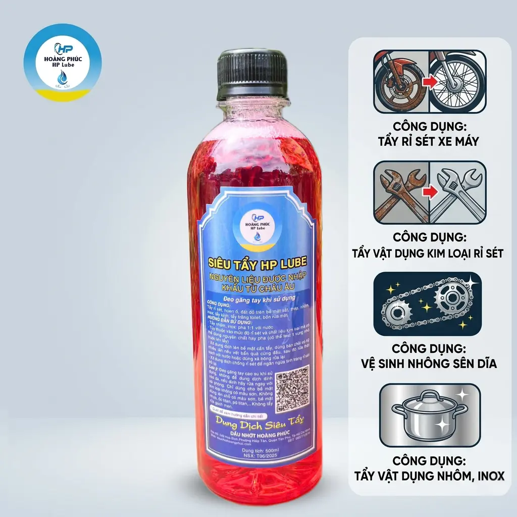 Siêu Tẩy Rửa Lốc Máy, Tẩy Rửa Xe Không Chạm, Tẩy Rỉ Sét Chi Tiết Kim Loại HP Lube Chai 500ml