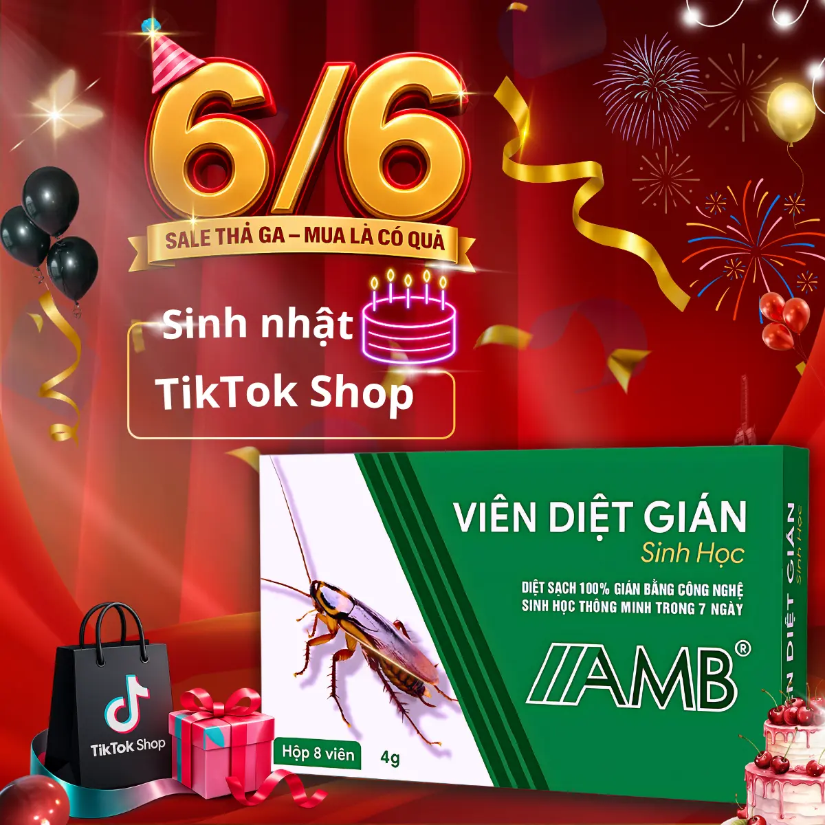 [BÁN CHẠY - SIÊU RẺ ĐẦU MÙA ] Viên diệt gián sinh học AMB hộp 8 viên, hiệu quả , an toàn cho người và vật nuôi. Đồ vệ sinh nhà cửa vien diet gian